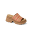 Vista Luxe Evie women's sandal facing right, close-up of multi-color woven upper and cushioned platform sole.