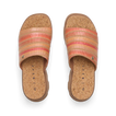 Vista Luxe Evie women's sandals top view showing slip-on front straps in multi raffia with cork footbed for beach comfort.