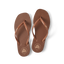 Seaside Square Toe brown flip flops facing upward, showing soft cushioning and water-friendly, durable straps.