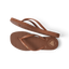 Seaside Square Toe women's brown flip flops shown top and side, surf-inspired durable sandals with arch support and cushioning.