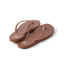 Seaside Square Toe women's brown flip flops facing forward showing toe area, soft cushioning, and durable straps