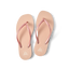 Top view of Seaside Square Toe women's sandals in rose metallic with comfort cushioning and anatomical arch support.