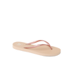 Seaside Square Toe women's sandal facing right, rose metallic straps, cushioned for beach comfort and arch support.