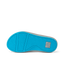 Cruiser footwear sole facing up showing aqua blue water-friendly outsole with anatomical arch support and durable design.