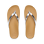 Vista Ivy women's sandals top view with silver metallic straps and tan cushioned footbeds for beach comfort