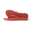 Side view of women's Cushion Slim flip flops in coral, showing sole and slim straps with arch support, water-friendly and comfortable.