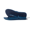 Cushion Slim navy flip flops facing left with top and sole view, water-friendly with anatomical arch support and cushioning.
