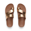 Vista Hi Layla women's sandals in sunset bronze facing up, showing soft-rebound cushioning and arch support for beach comfort.