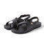 Vista Malia women's black sandals facing right, close-up front side view, with cushioned arch support and adjustable strap.