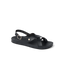 Vista Malia women's black sandal facing right with adjustable ankle strap, anatomical arch support, and cushioned footbed.