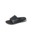 Fanning + Slide facing right, black and grey men's water-friendly sandal with oversized airbag heel and cushioned footbed