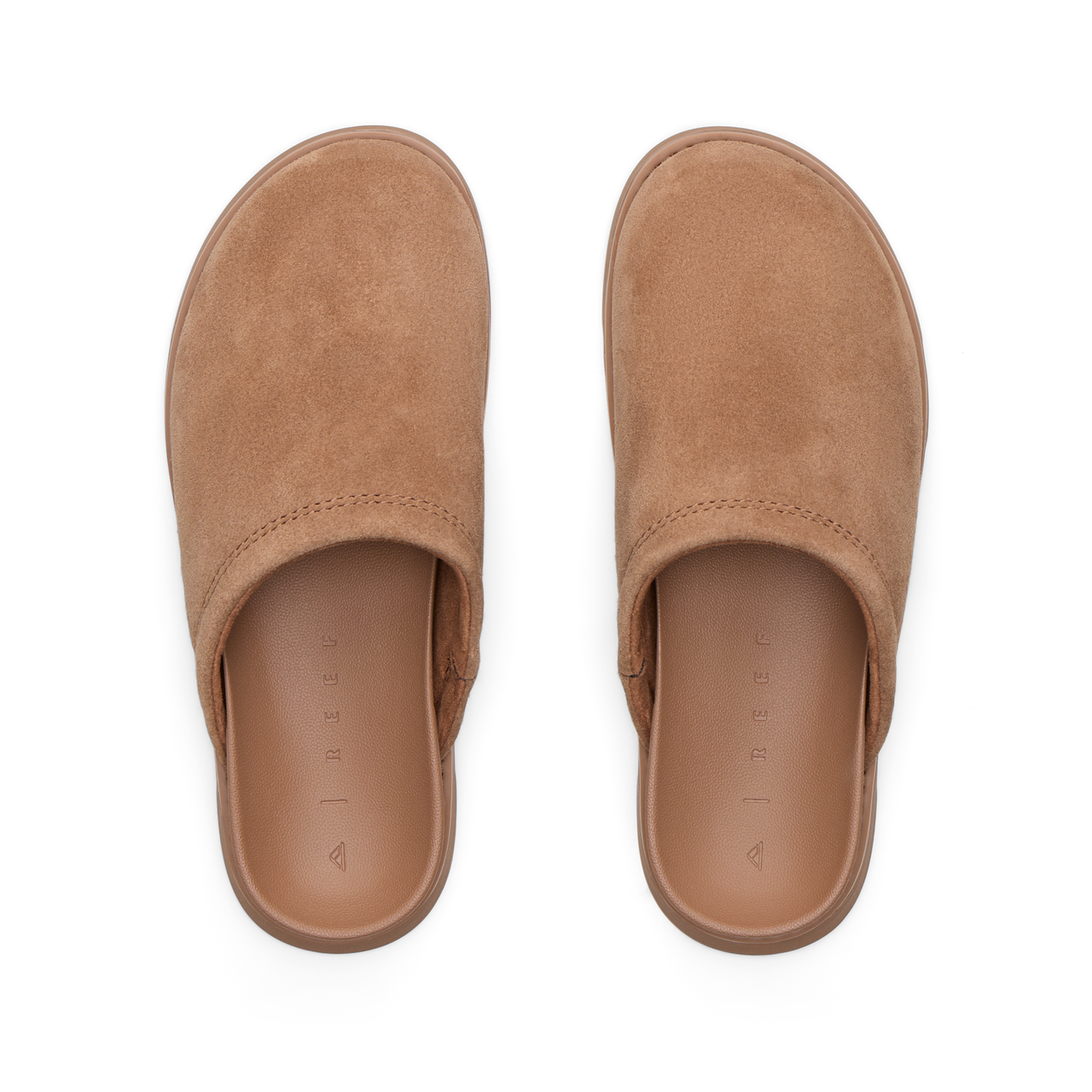 Vista Luxe Mariana women's slip-on shoes facing upward, soft brown with cushioned footbeds for beach-inspired comfort.