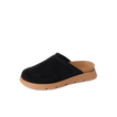 Vista Luxe Mariana womens clog facing right, black upper with tan sole, soft cushioning and arch support visible
