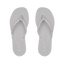 Bliss Bling Fling silver women's flip flops facing up, featuring surf-inspired comfort and soft cushioning for the beach.