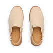 Vista Luxe Solene platform clogs facing upwards, showing soft suede upper and cork footbed for surf-inspired comfort.