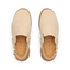 Vista Luxe Solene platform clogs facing upwards, showing soft suede upper and cork footbed for surf-inspired comfort.