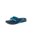 Fanning men's blue flip flop facing left with cushioned footbed and water friendly design