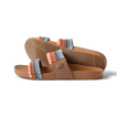 Pair of Cushion Vista sandals facing right showing woven straps and contoured footbed with arch support, beach-inspired comfort.
