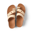 Top view of Vista Hi Layla women's sandals facing upward, featuring beach-inspired comfort with anatomical arch support.