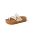 Vista Hi Layla women's sandal facing left, close-up of cushioned footbed and arch support with surf-inspired design