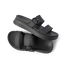 Vista Capri black women's sandals with adjustable buckle straps, side and top view, featuring soft cushioning and arch support.