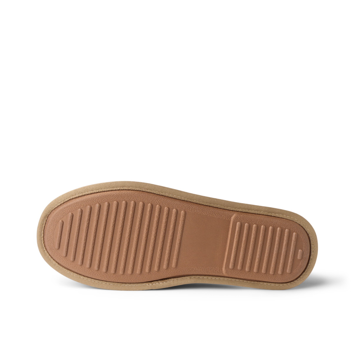 Slacktide Slipper outsole close-up, viewed from below with toe pointing right and textured tread visible