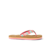 Kids Ahi right-facing sandal with pink zigzag straps, soft cushioning, and anatomical arch support for girls' beach comfort