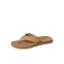 Free Fly X Ojai men's brown leather sandal facing right with cushioned footbed and water-friendly outsole for beach comfort