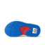 Little Fanning boys’ sandal sole facing up showing blue and red water-friendly outsole with Reef logo for comfort.