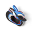 Little Fanning boys' sandals with patriotic blue strap facing right, showing cushioned footbed and heel strap close-up.