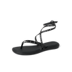 Willow Quinn Studs black sandal facing left, close-up of straps with stud details and cushioned sole, beach-inspired comfort.