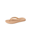 Playa Bella tan braided leather flip flop facing left with cushioned footbed and arch support