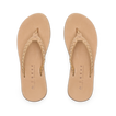 Playa Bella braided strap flip flops facing upward with cushioned footbeds and arch support