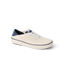 Neptune Lido men's sneaker facing left, cream and navy, featuring comfort cushioning and anatomical arch support.
