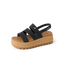 Water Vista Higher 2 women's sandal facing left with black straps and tan platform, showing cushioned arch support and outsole.