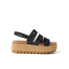 Water Vista Higher 2 women's sandal facing left, showing black straps and tan platform sole with cushioning and arch support.