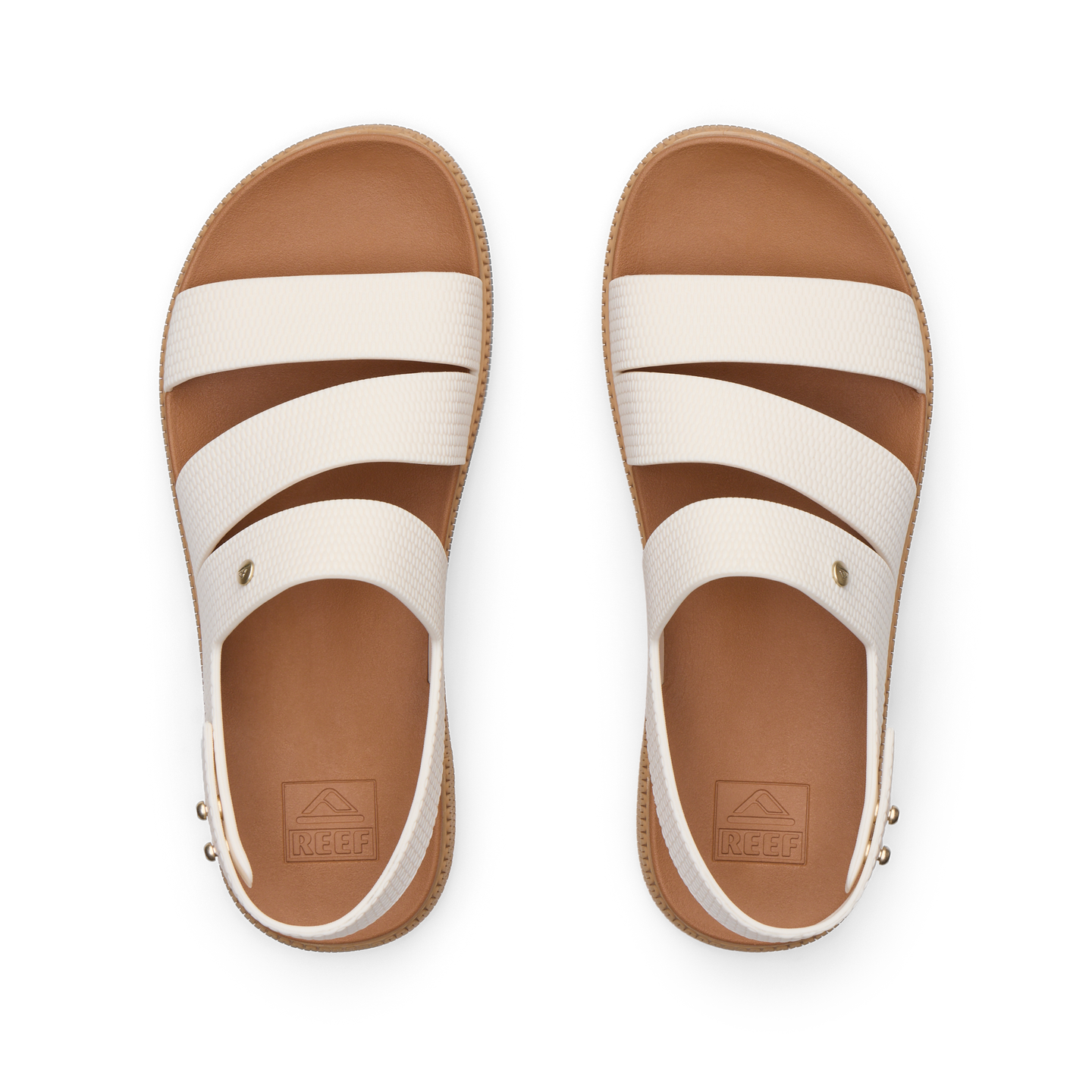 Top view of Water Vista Higher 2 women's sandals in white with soft cushioning and arch support, designed for comfort.