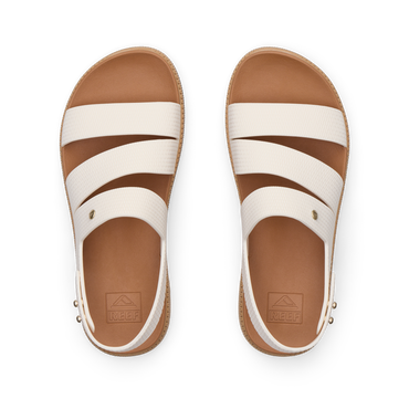 Top view of Water Vista Higher 2 women's sandals in white with soft cushioning and arch support, designed for comfort.