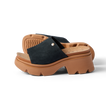 Vista Luxe Evie women's black mule sandals side-facing right, platform sole, suede upper with arch support and cushioning.