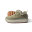 Side view of Weekend Olivia slip-on shoe with water-resistant nubuck and plush faux fur lining, lightweight sole visible