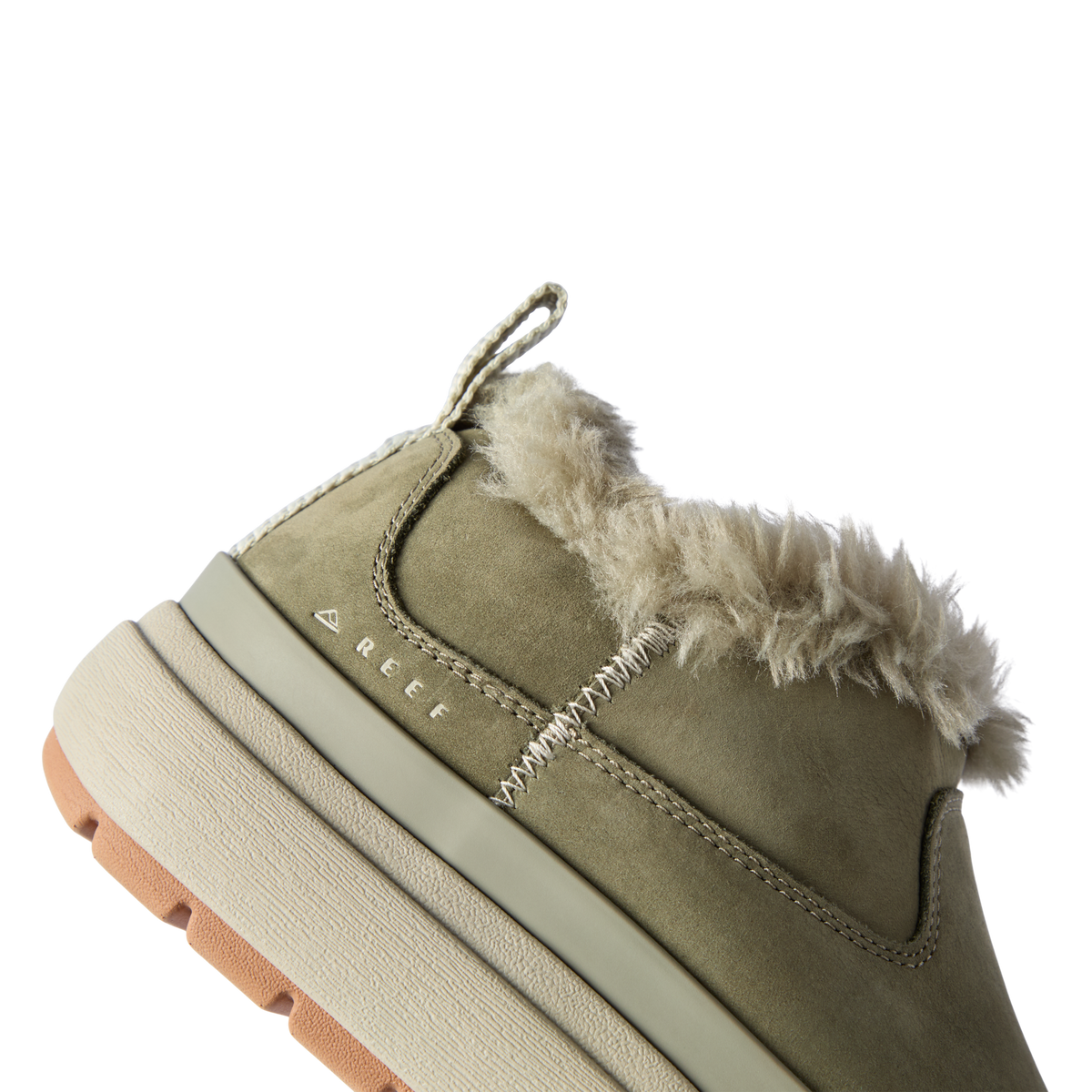 Weekend Olivia women's left shoe facing right with plush faux fur lining and water-resistant nubuck upper