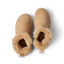 Pair of Weekend Olivia boots facing up, showing plush faux fur lining and water-resistant nubuck uppers in tan color.
