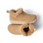 Top and side views of Weekend Olivia women's shoes with plush faux fur lining and water-resistant nubuck in tan color