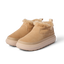 Pair of Weekend Olivia tan nubuck slip-on shoes angled left, featuring plush faux fur lining and lightweight rubber soles.