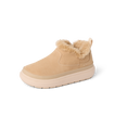 Weekend Olivia women's shoe facing right, beige water-resistant nubuck with plush faux fur lining and cushioned sole
