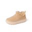 Weekend Olivia women's shoe facing right, beige water-resistant nubuck with plush faux fur lining and cushioned sole