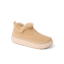 Weekend Olivia left-facing beige shoe with plush faux fur lining, cushioned sole, and water-resistant nubuck upper close-up