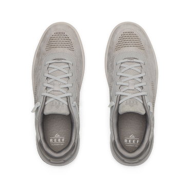 Del Mar Leather shoes viewed from above with toes facing upward, breathable perforations and cushioned footbeds
