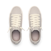 Top view of light gray Lay Day Lite women's sneakers featuring breathable mesh and soft cushioning for beach comfort.