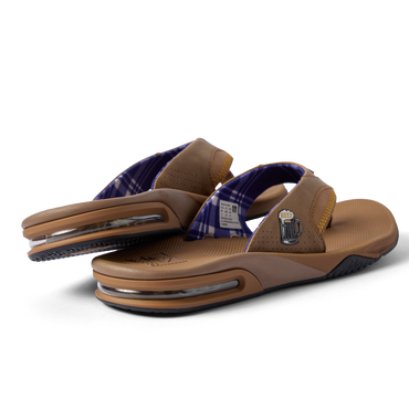 Pair of Fanning sandals facing left, showing cushioned sole and arch support, water-friendly and durable design.